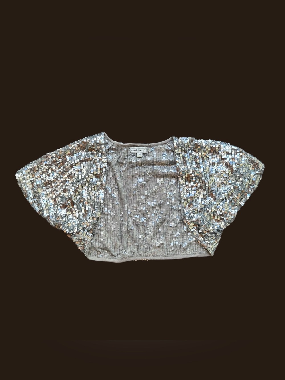 Vintage Y2K Silver Sequin Flashback Bolero Cropped Evening Jacket